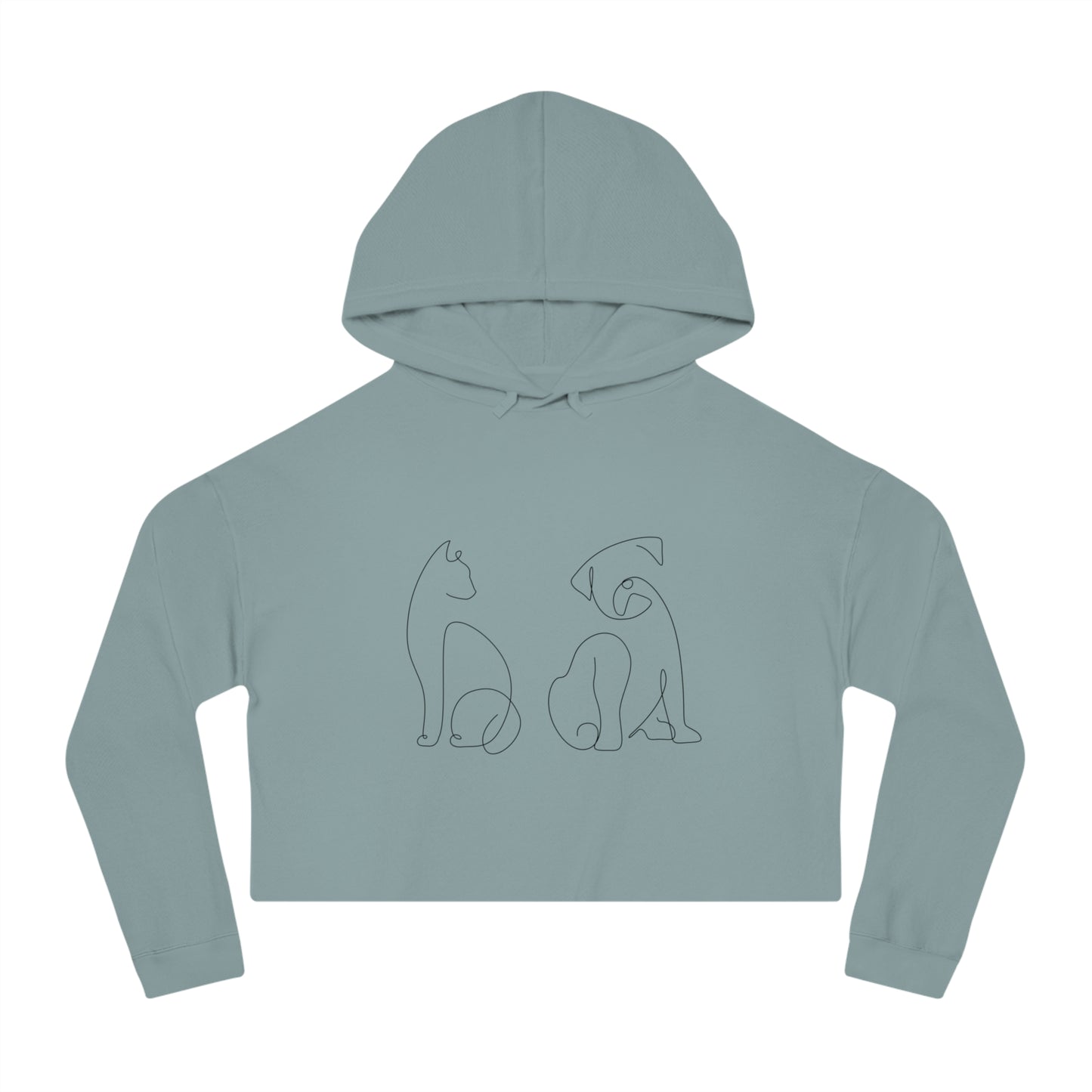 Women’s Cropped Hooded Sweatshirt Cat Dog